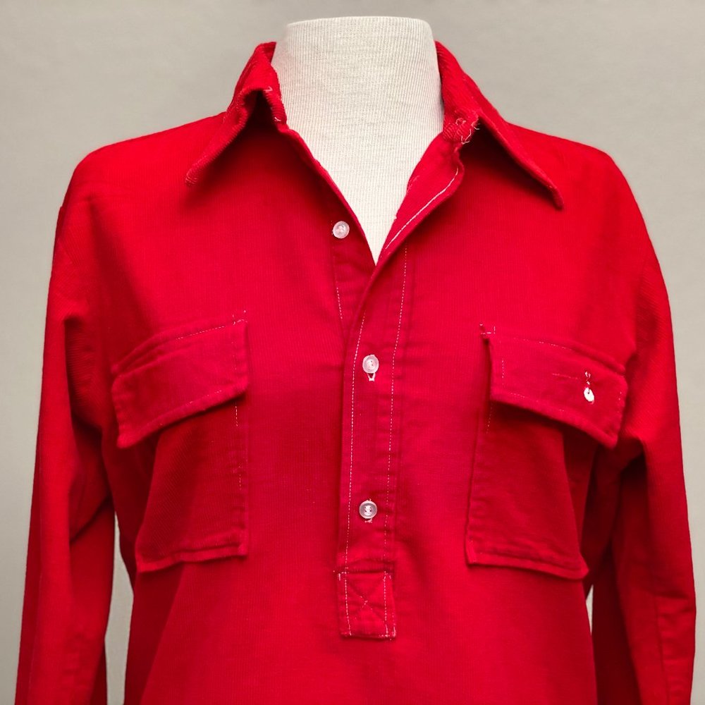 Corduroy Henley Top Women's Medium - Vintage